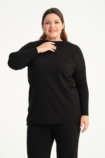 garajmood Black Half Turtleneck Fine Knitwear Plus Size Sweater