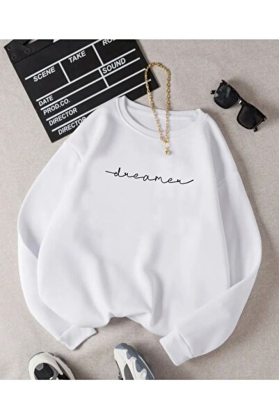 over head oh Hanorac alb cu imprimeu Enjoy The Little Things pentru damă