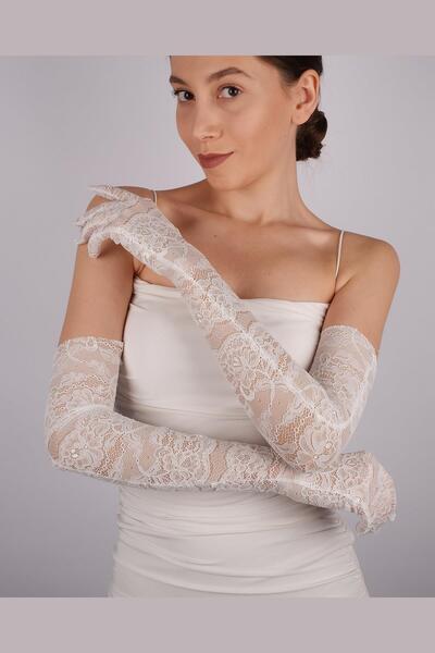 Hayalperest boncuk Dantelli Pazu Boy Uzun Gelin Eldiveni Parti Ve Dans Eldiveni