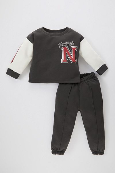 DeFacto Baby Boy Printed Thick Sweatshirt Sweatpants Set of 2