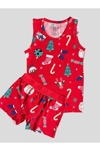 elmas kids Boys' Cotton New Year Christmas Christmas Pine Tree Candy Gloves Pattern Boxed Athlete Boxer Set