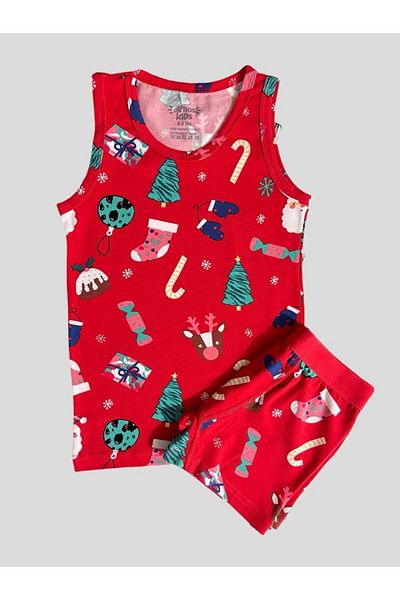 elmas kids Boys' Cotton New Year Christmas Christmas Pine Tree Candy Gloves Pattern Boxed Athlete Boxer Set