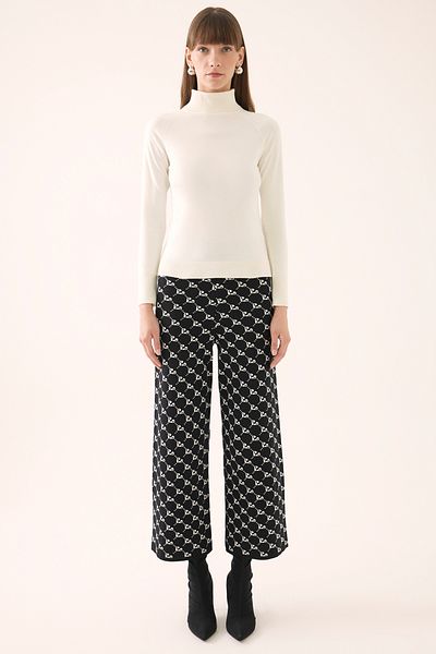 Perspective İllas Black Ecru Color Women's Knitwear Trousers
