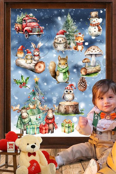 PANDA SOKAĞI Cute Animals in the Forest Winter Joy, New Year Christmas Decoration Sticker Set with Animals,