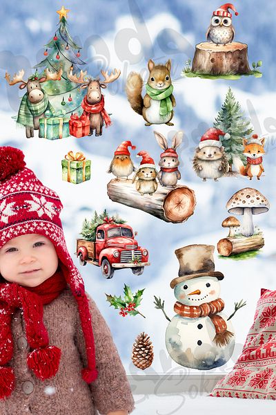 PANDA SOKAĞI Cute Animals in the Forest Winter Joy, New Year Christmas Decoration Sticker Set with Animals,