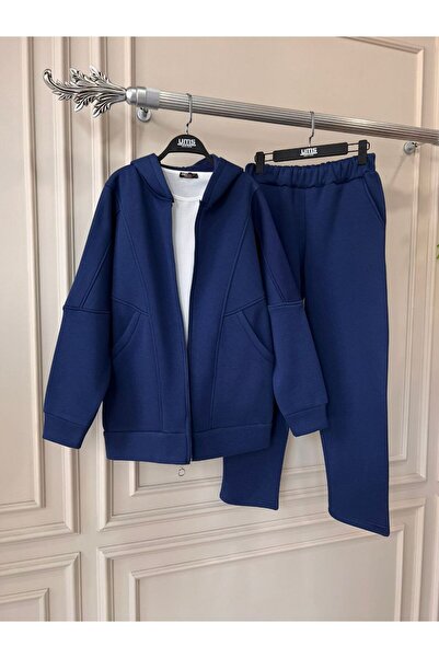 Esinty Set de bază dublu, cu trei fire, cu glugă, cu fermoar, pentru femei (c...