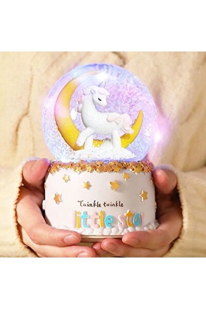BLUE SİDE Unicorn Işıklı Kar Küresi Hediye Temalı Müzikli Ve Işıklı Kar Küresi Unicorn kar Christmas Hediye