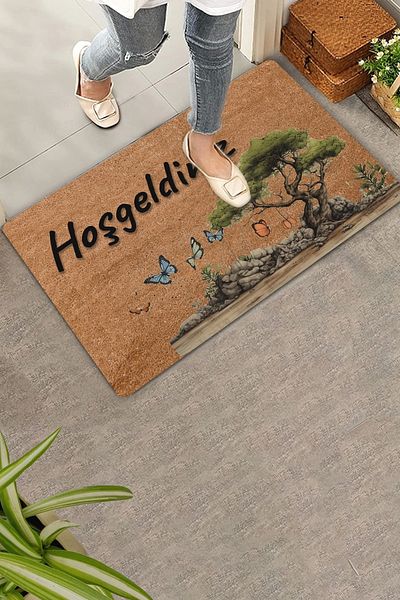 Valerine Life Olive Tree and Butterflies Welcome Door Mat 45x70cm