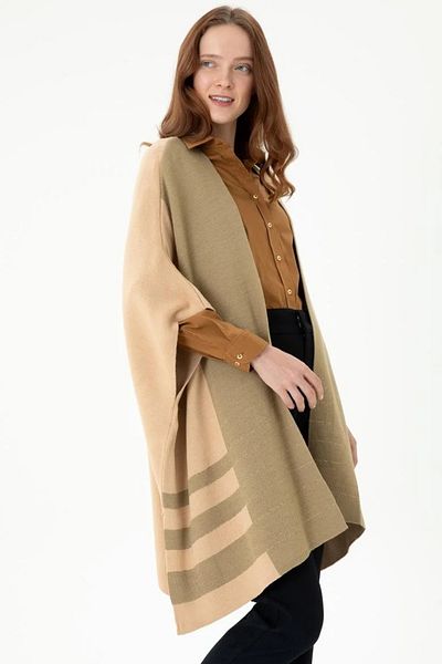 U.S. Polo Assn. Γυναικεία Πλεκτή Ζακέτα Poncho Sand-Khaki