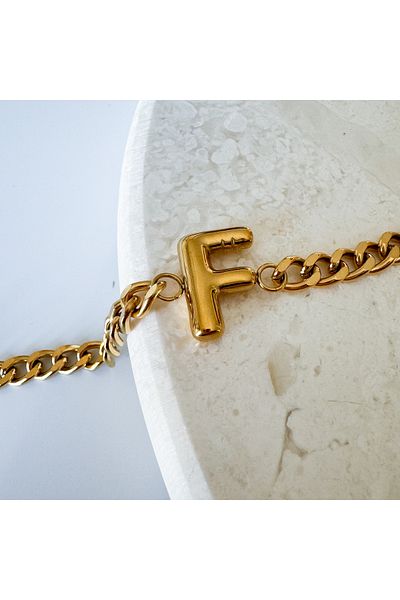 CHARMLUCKY Steel bombed letter F bracelet
