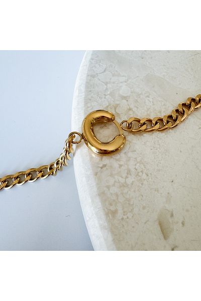 CHARMLUCKY Steel bombed letter C bracelet