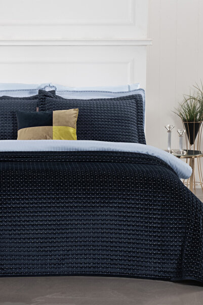Sarev Dustin Navy Blue Double Bedspread Set