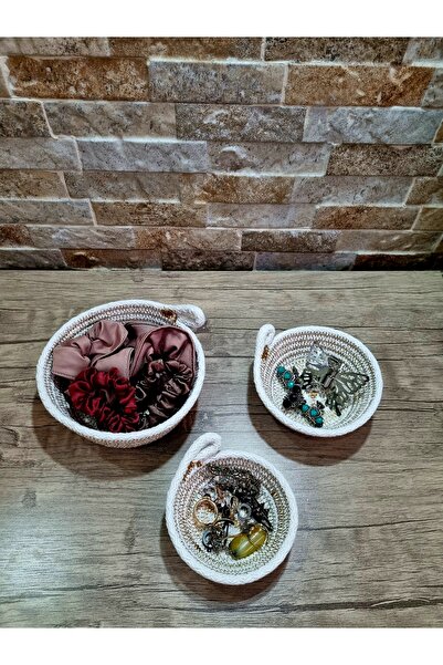 ÖRGÜM Purple Mini Jewelry Buckle Organizer, 3 Basket Set, Fashionable and Convenient Storage Solution