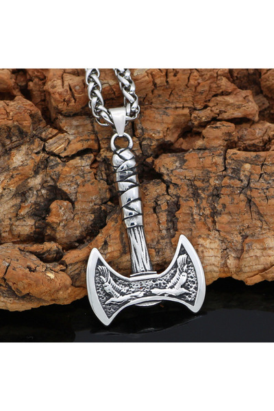 Viking Nordic Odin Huginn Embroidered Ax Design Stainless & Tarnish Resistant...