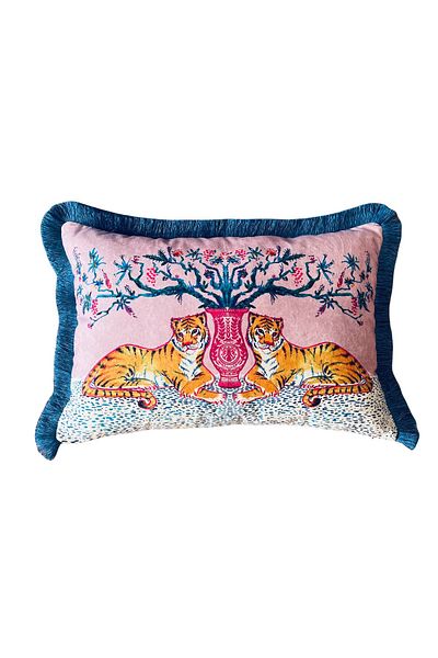 ge living Διακοσμητική Μαξιλαροθήκη με σχέδιο Tiger Pink Velvet