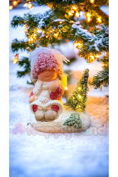 Happyland Christmas Lighted Figurine with Red Hat and Wings Christmas Mother with Tree New Year Gift Figurine