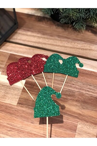 Masalsı Concept Yılbaşı Noel yeni yıl Şapkası Yeşil ve kırmızı karışık Simli ...