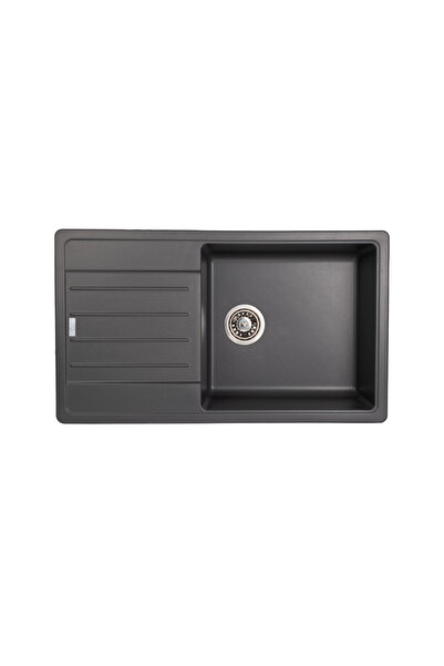 Vosh Granit Evye Antrasit Tek Gözlü Mutfak Evyesi Geniş Hazneli 86 X 50 Cm