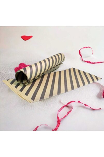 ÇEÇEN HOME قطعة واحدة من عبوة هدايا مخططة من كرافت باللون الأسود، ورق تغليف، ...