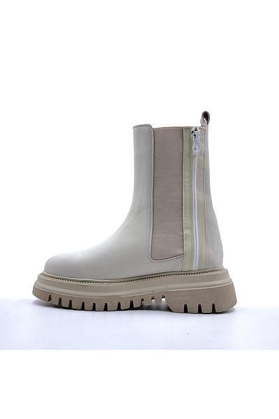 Bulldozer Beige Colored Genuine Leather Chelsea Boots - Eva Sole, Elastic