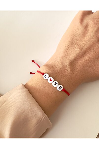 Atelier Çağla سوار أحمر مع كتابة الحب الحب