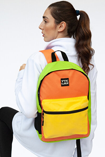 Vatkalimon Rucsac și ghiozdan unisex galben portocaliu verde