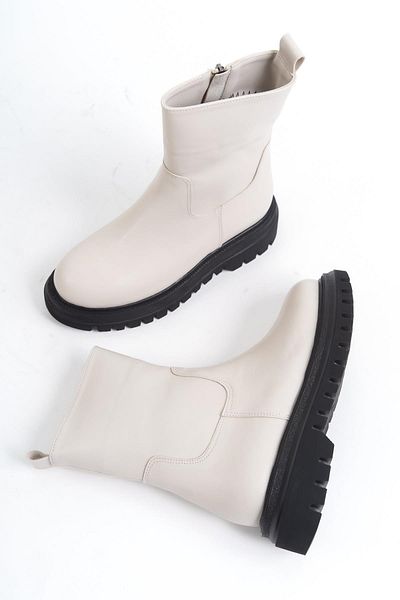 Modabuymus Καθημερινές μπότες Olle Beige ματ χοντρή σόλα