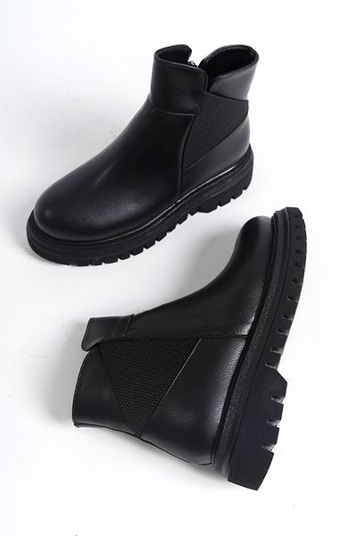 Modabuymus Cizme de zi cu zi elastice cu talpă groasă Lord Black Matte