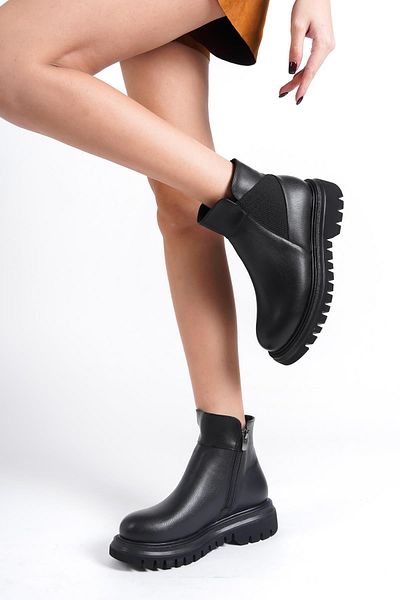 Modabuymus Cizme de zi cu zi elastice cu talpă groasă Lord Black Matte