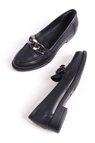 Modabuymus Tolok Black Genuine Leather Buckle Loafer Shoes