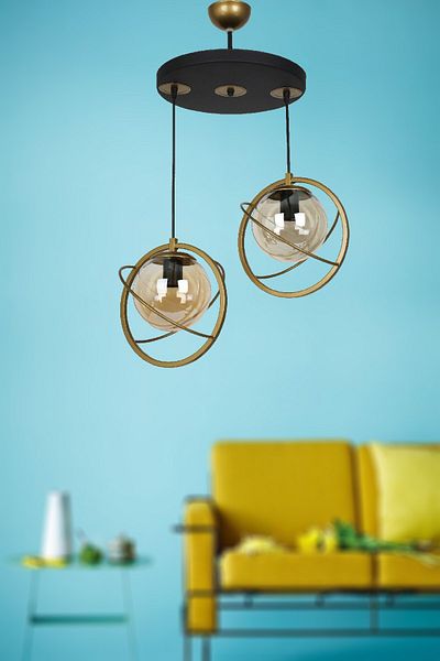 VENON LIGHTING RONI 2-PIECE GLASS TOLD BLACK CHANDELIER