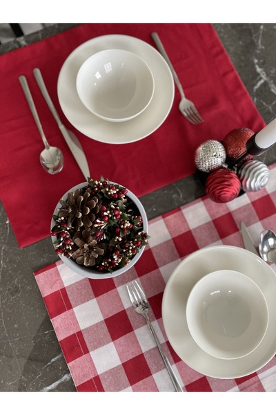 LUFA HOME 4-Piece American Service - Flat and Plaid Combination