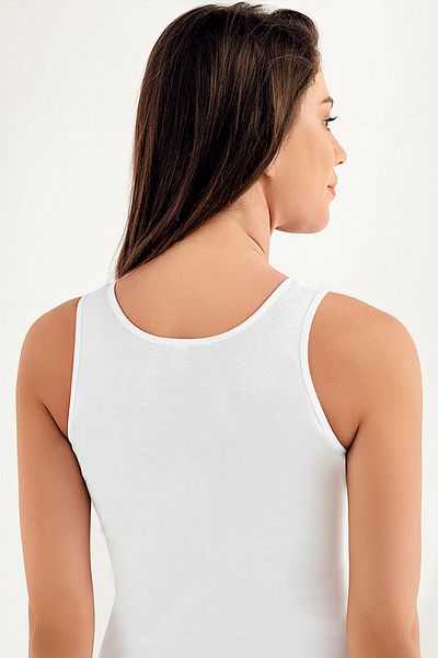 Şahinler 100% Cotton Women's White Wide Strap Ribbed Undershirt Mb011-by