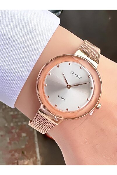 Ferrucci ساعة يد نسائية بحزام ويكر