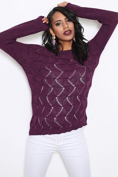 AVORWE Pulover de damă tricotat jacquard cu model de frunze