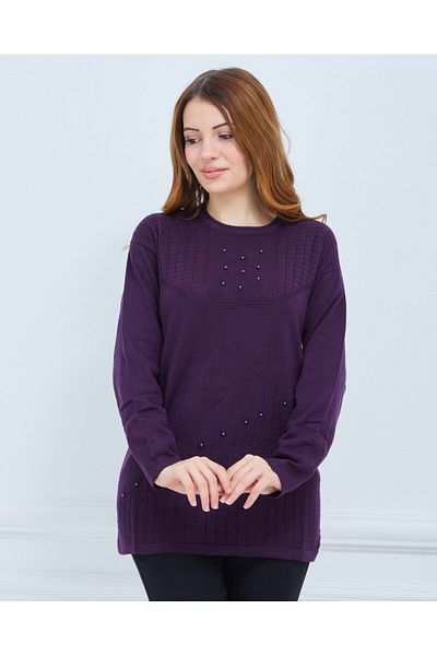 Fresh&Moda Women's Knitwear Winter Middle-Age Daily Mother Blouse Sweater