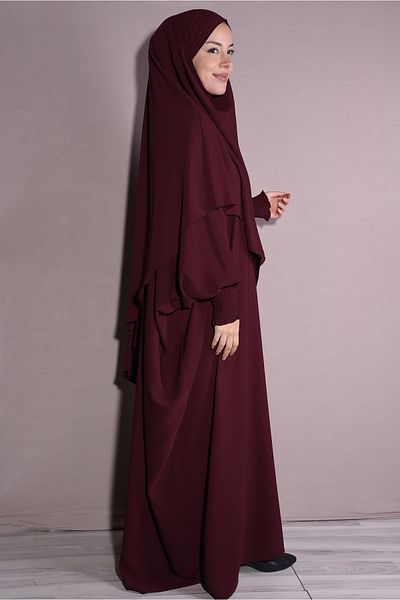 Nowa Scarf Double Set Medina Silk Fabric Wrap and Dress Burgundy