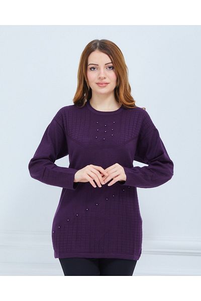 Fresh&Moda Women's Knitwear Winter Middle-Age Daily Mother Blouse Sweater