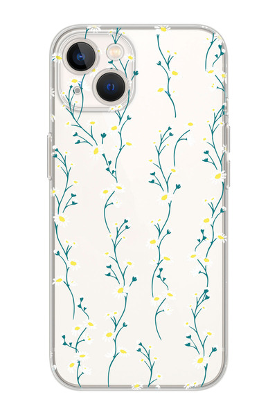 shoptocase Iphone 13 Şeffaf Papatya Sarmaşığı Desenli Telefon Kılıfı