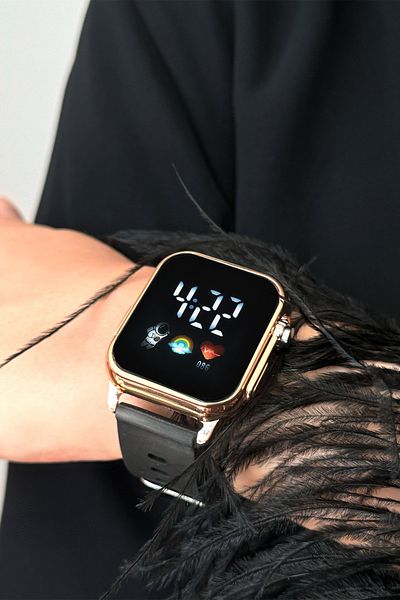 Aqua Di Polo 1987 Unisex Black Gold Rose Silicone Digital LED Wristwatch APWR032103