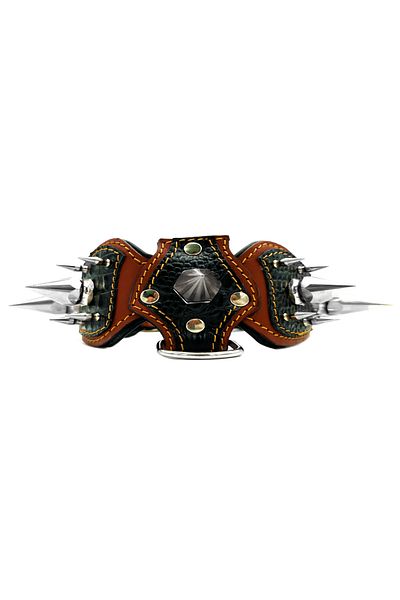 Tasma Market Brown-Black Special Design Luxury Leather Dog Collar