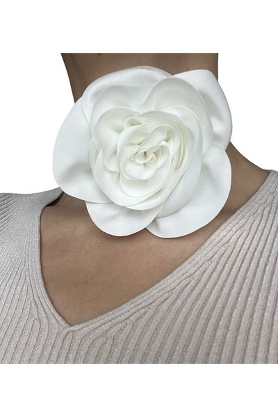 zühre balaban white rose necklace choker