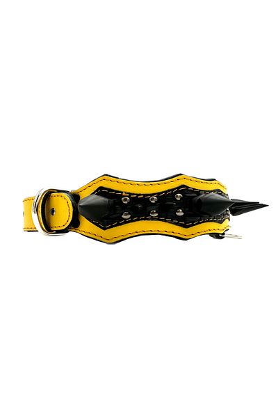 Tasma Market Black-Yellow Luxury Gladiator Leather Dog Collar