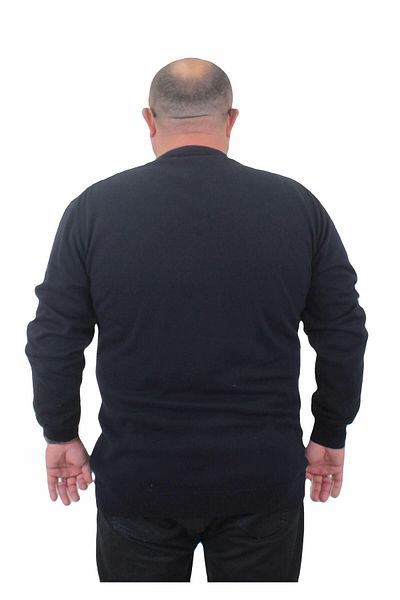 MocGrande Men's Plus Size Crew Neck Basic Knitwear Sweater 23750 NAVY BLUE