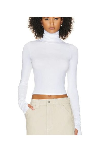 Nsb Tasarım Women's white high-top crop top