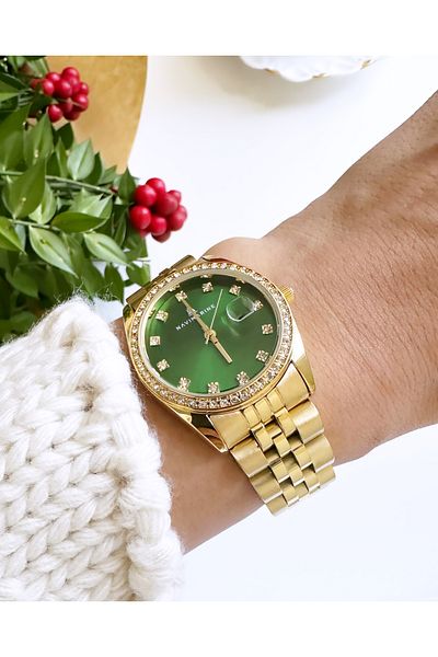 Navimarine Gold Color Green Inner Dial Jubile Cord Women's Wristwatch