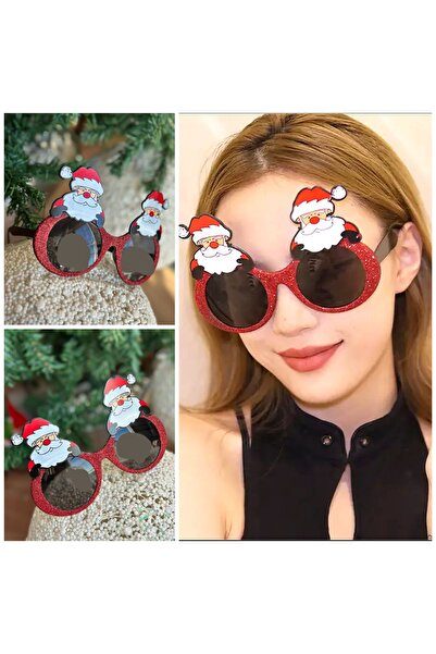 QUEEN AKSESUAR Imported new year Christmas Party Glasses Santa Claus Silvery Red Fancy Costume Glasses Adult Children