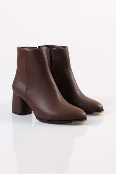 Shoeberry Women's Haylee Brown Leather Heeled Boots