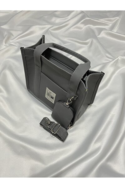 LeiyBag İki Gözlü Canvas Kadın Çanta GRİ Totebag-canvas