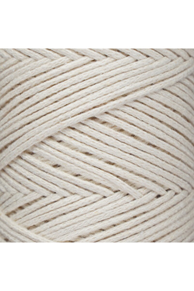 Makromecity Premium Koton Pamuk Makrome Ipi Ekru 200 gr 150 Metre 2mm Cotton Zincir Makrome Çanta Ipi Supla Ipi
